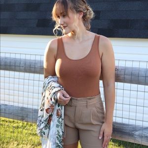 Ribbed Bodysuit-Spice Color